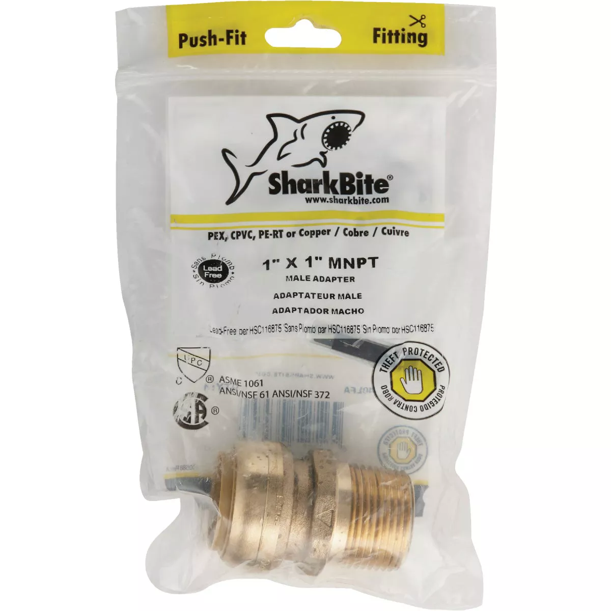 SharkBite 1 In. x 1 In. MNPT Straight Brass Push-to-Connect Male Adapter - photo 2