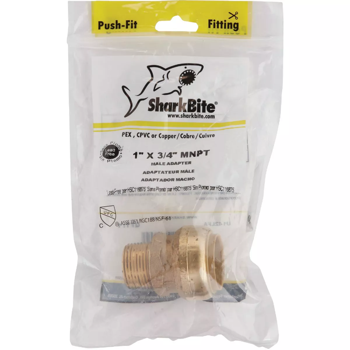 SharkBite 1 In. x 3/4 In. MNPT Reducing Brass Push-to-Connect Male Adapter - photo 2