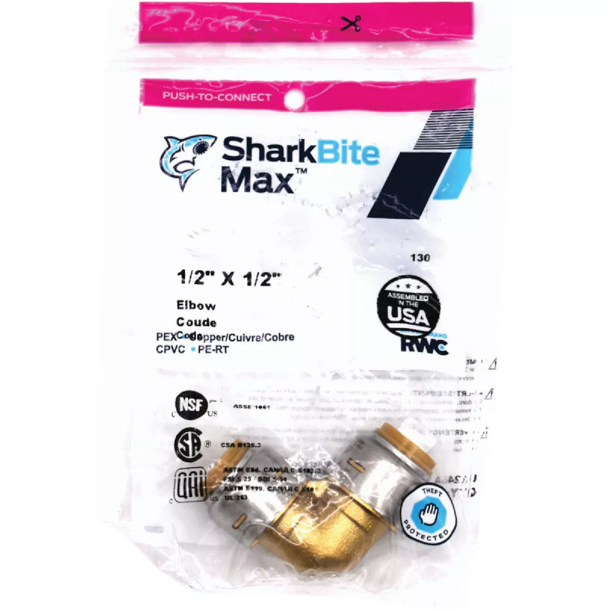 SharkBite 1/2 In. x 1/2 In. 90 Deg. Push-to-Connect Brass Elbow (1/4 Bend) - photo 2