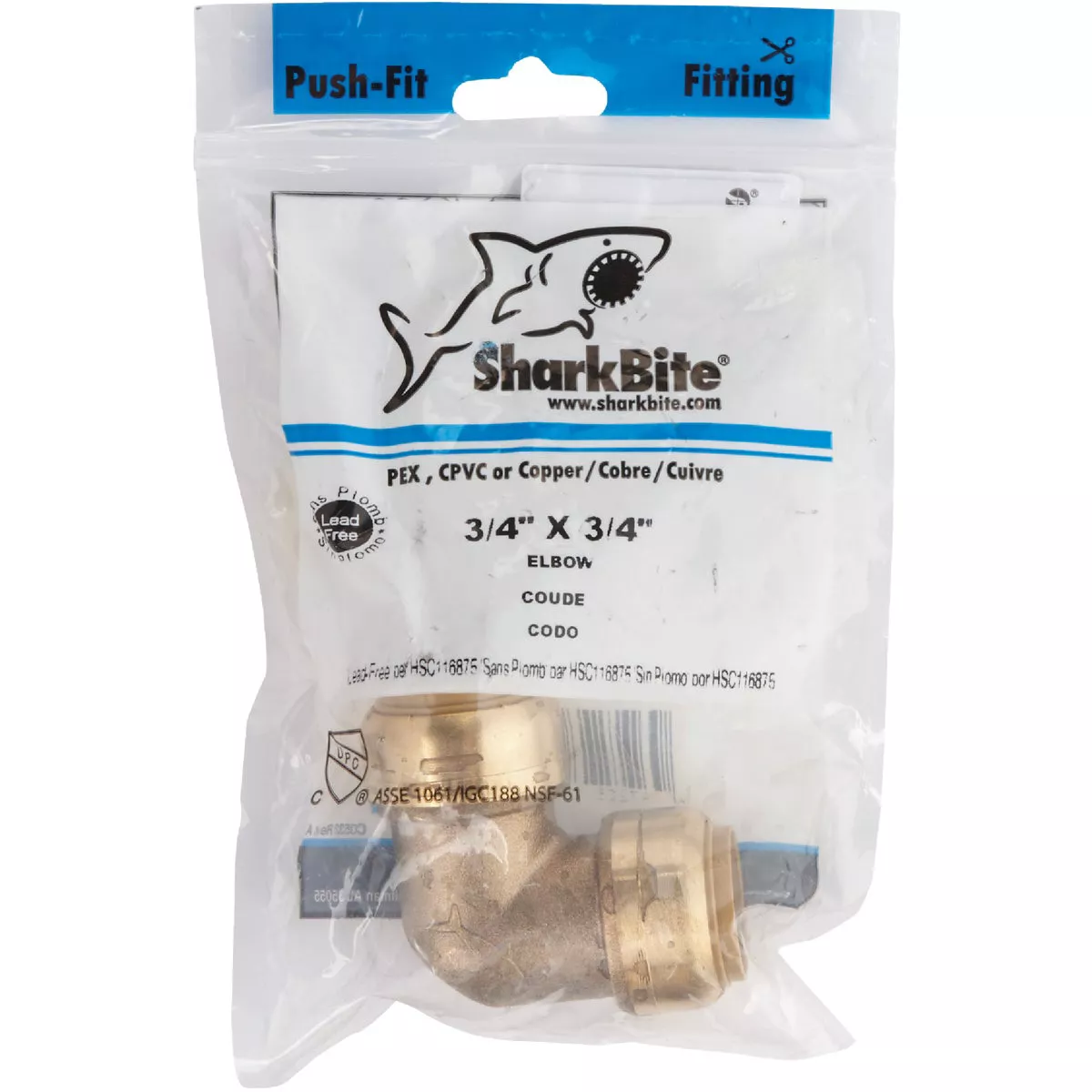 SharkBite 3/4 In. x 3/4 In. 90 Deg. Push-to-Connect Brass Elbow (1/4 Bend) - photo 2
