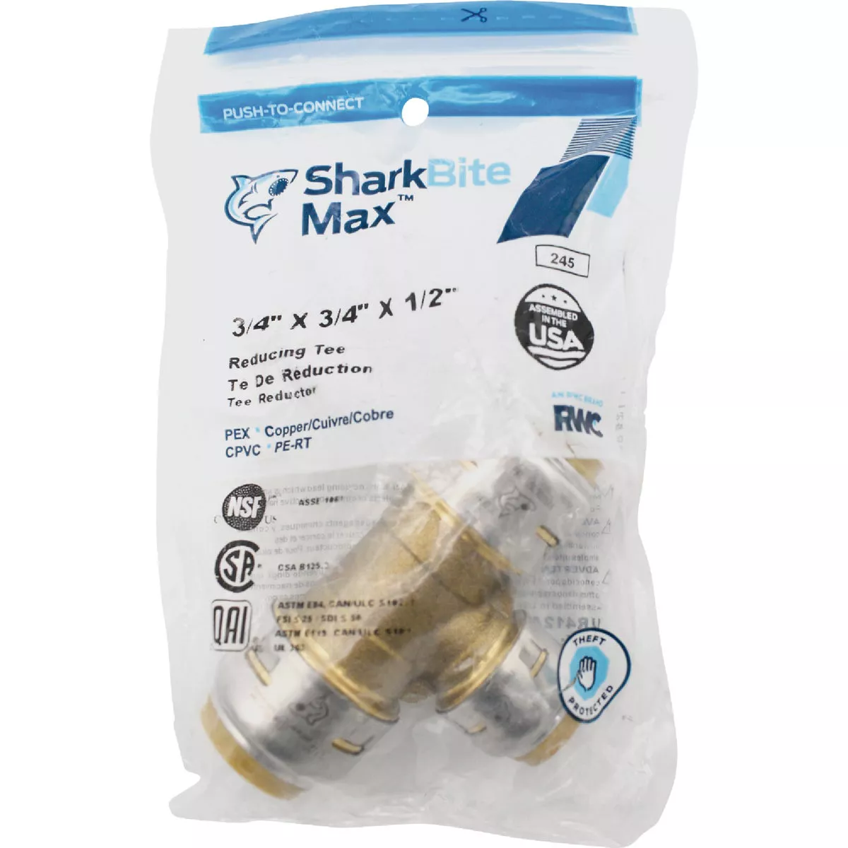 SharkBite 3/4 In. X 3/4 In. X 1/2 In. Push-to-Connect Tee - photo 2