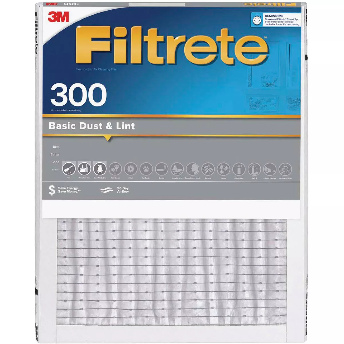 Filtrete 16 In. x 20 In. x 1 In. 300 MPR Basic Dust & Lint Furnace Filter, MERV 5