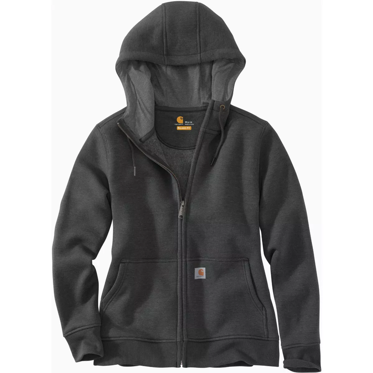 Carhartt Women's 3X Regular Carbon Heather Midweight Full Zip Hooded Sweatshirt, Relaxed Fit