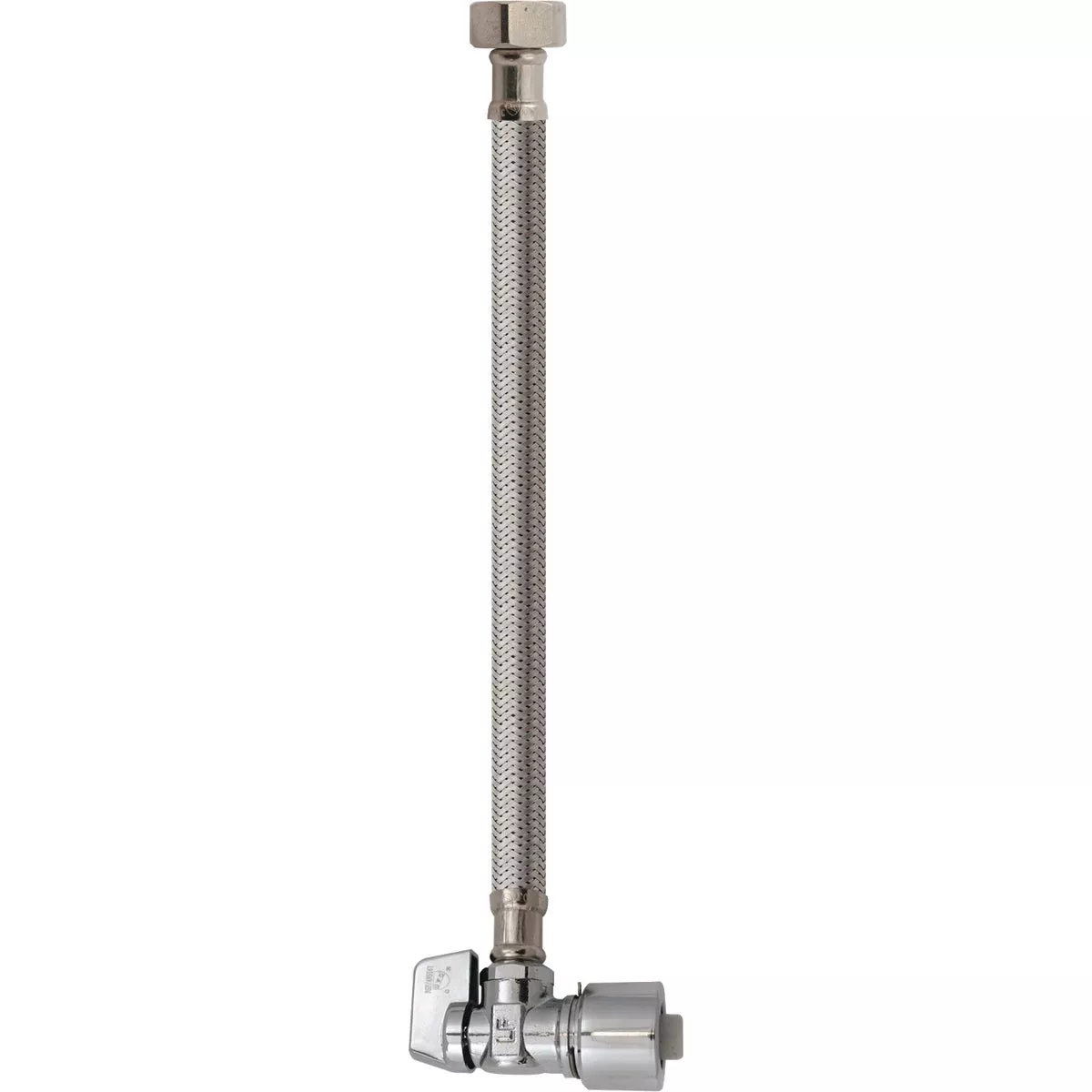 Keeney 5/8 In. x 12 In. Stainless Steel Quick Lock Faucet Supply Tube with Angled Quarter Turn Valve