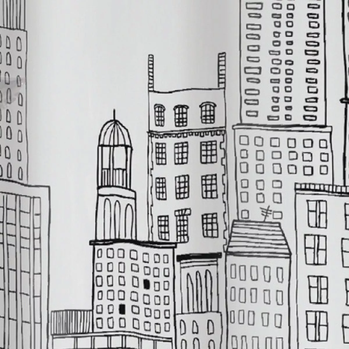 Zenith Zenna Home 70 In. x 72 In. White/Black PEVA Cityscape Shower Curtain Set - photo 2