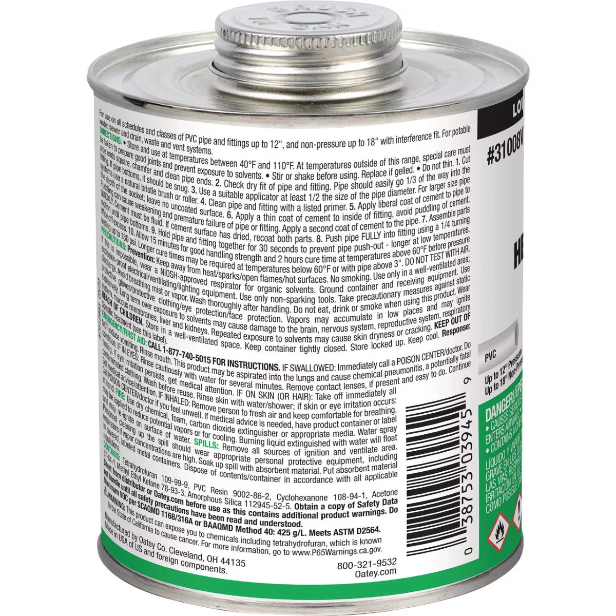 Oatey 32 Oz. Low Voc Heavy Bodied Heavy-Duty Clear PVC Cement - photo 3