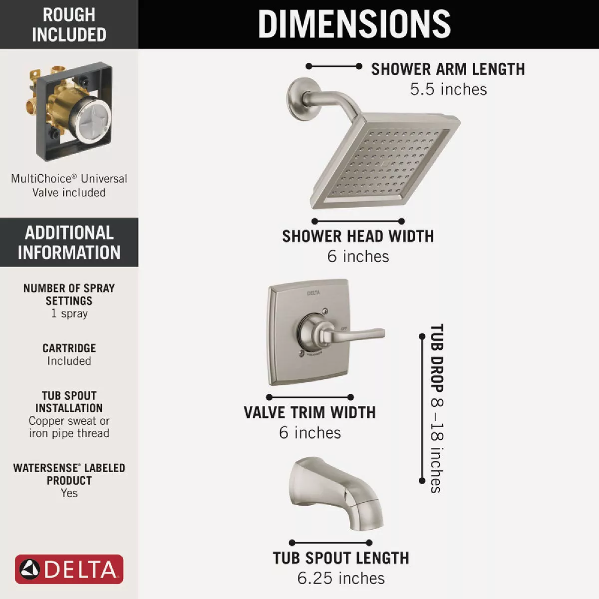 Delta Geist Brushed Nickel Single-Handle Tub and Shower Faucet - photo 2