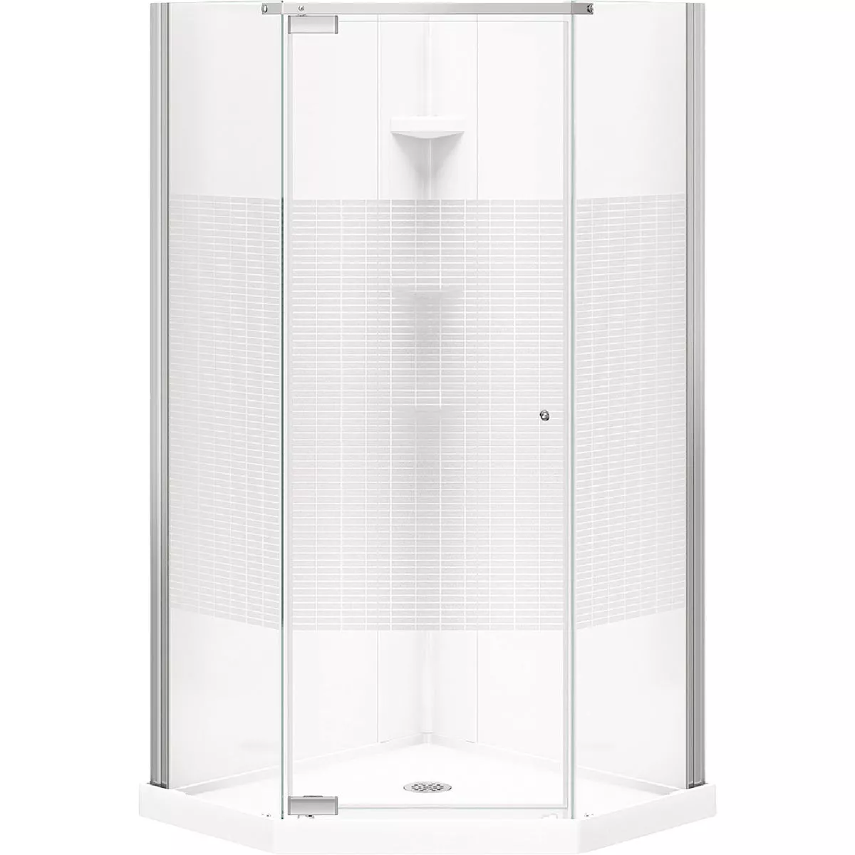 Maax Begonia Carbon 36 In. L x 36 In. D x 72 In. H Polystyrene Center Drain Shower Kit in White with Carbon Glass in Chrome