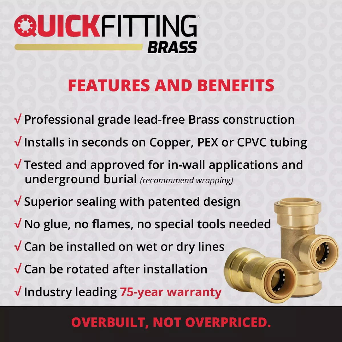 QuickFitting 3/4 In. x 1/2 In. Push-to-Connect Brass 90 Deg Reducing Elbow - photo 3