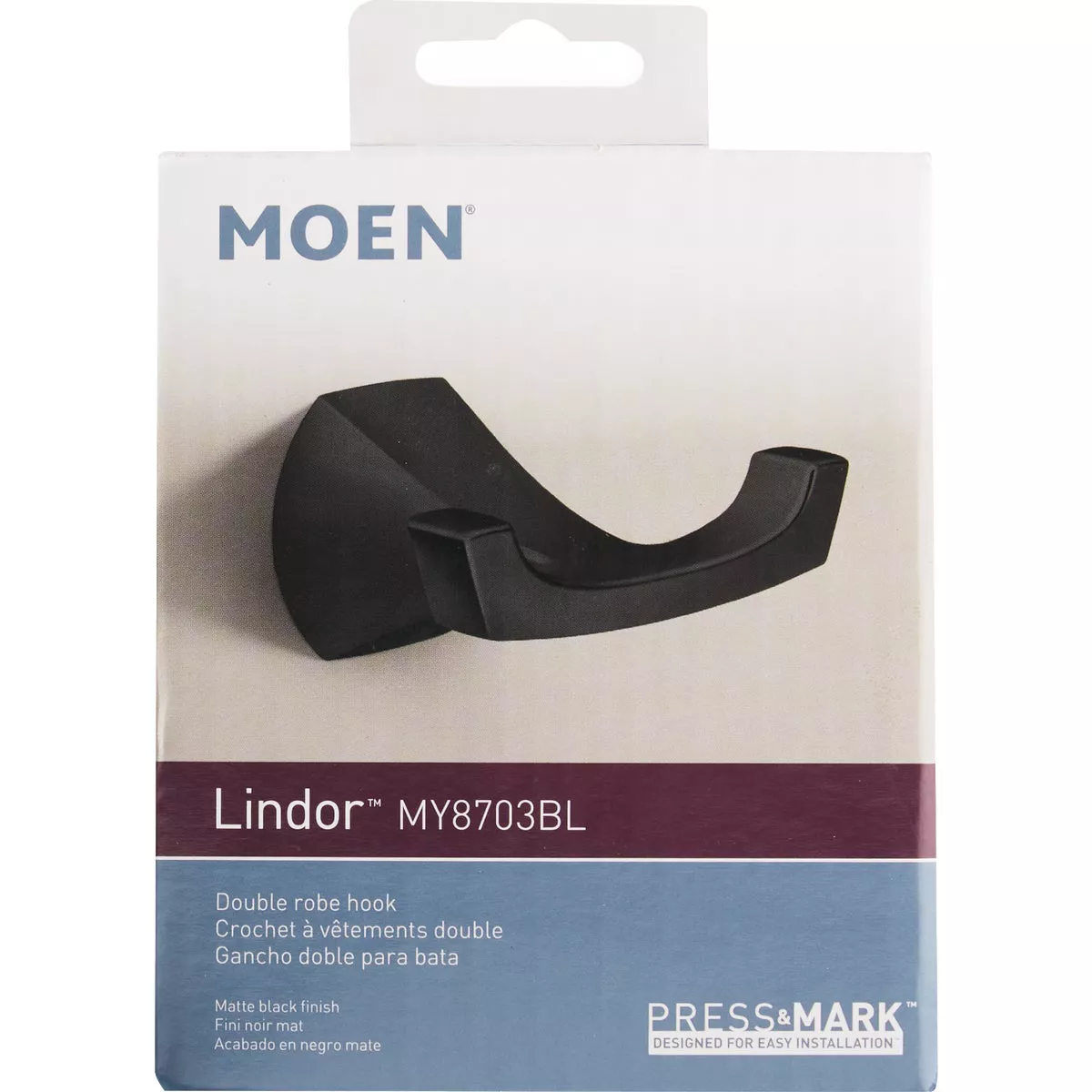 Moen Lindor Double Robe Hook, Matte Black - photo 3