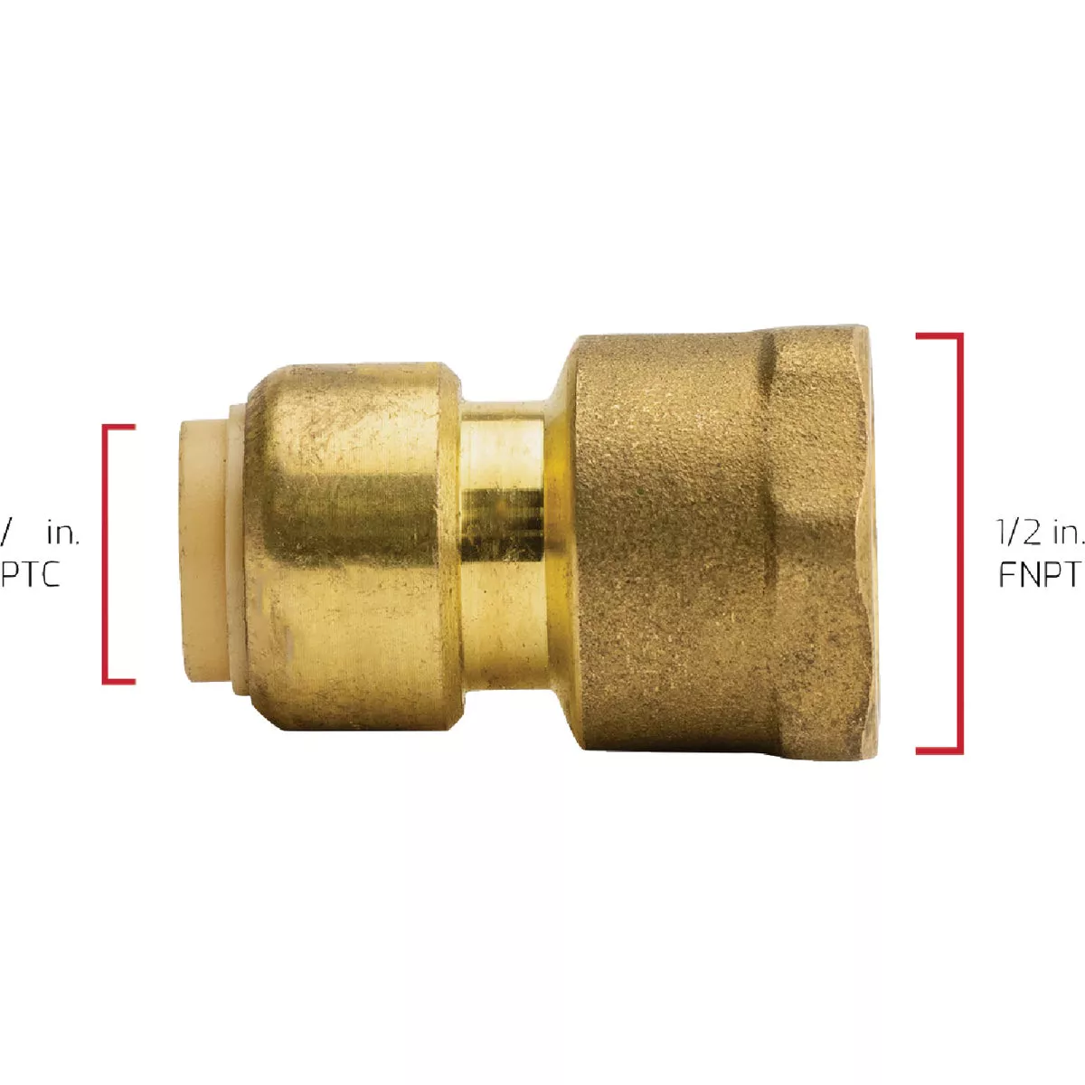QuickFitting 3/8 In. Push-to-Connect x 1/2 In. FNPT Brass Reducing Female Adapter - photo 5