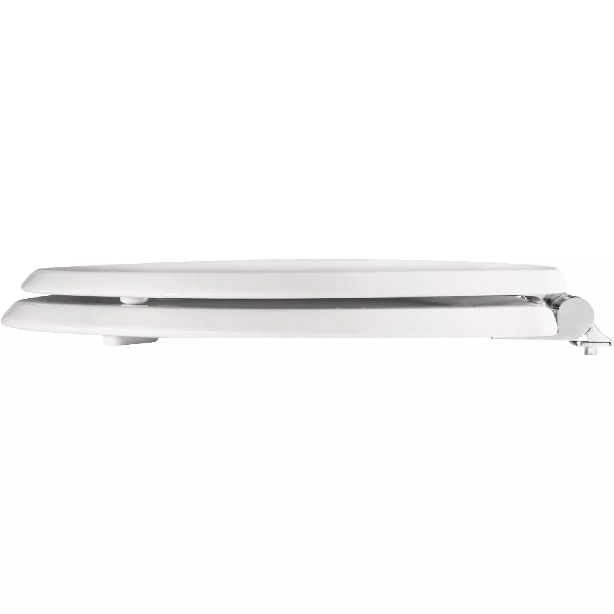 Mayfair Benton Round White Enameled Wood Toilet Seat with Slow Close Chrome Metal Hinge - photo 3