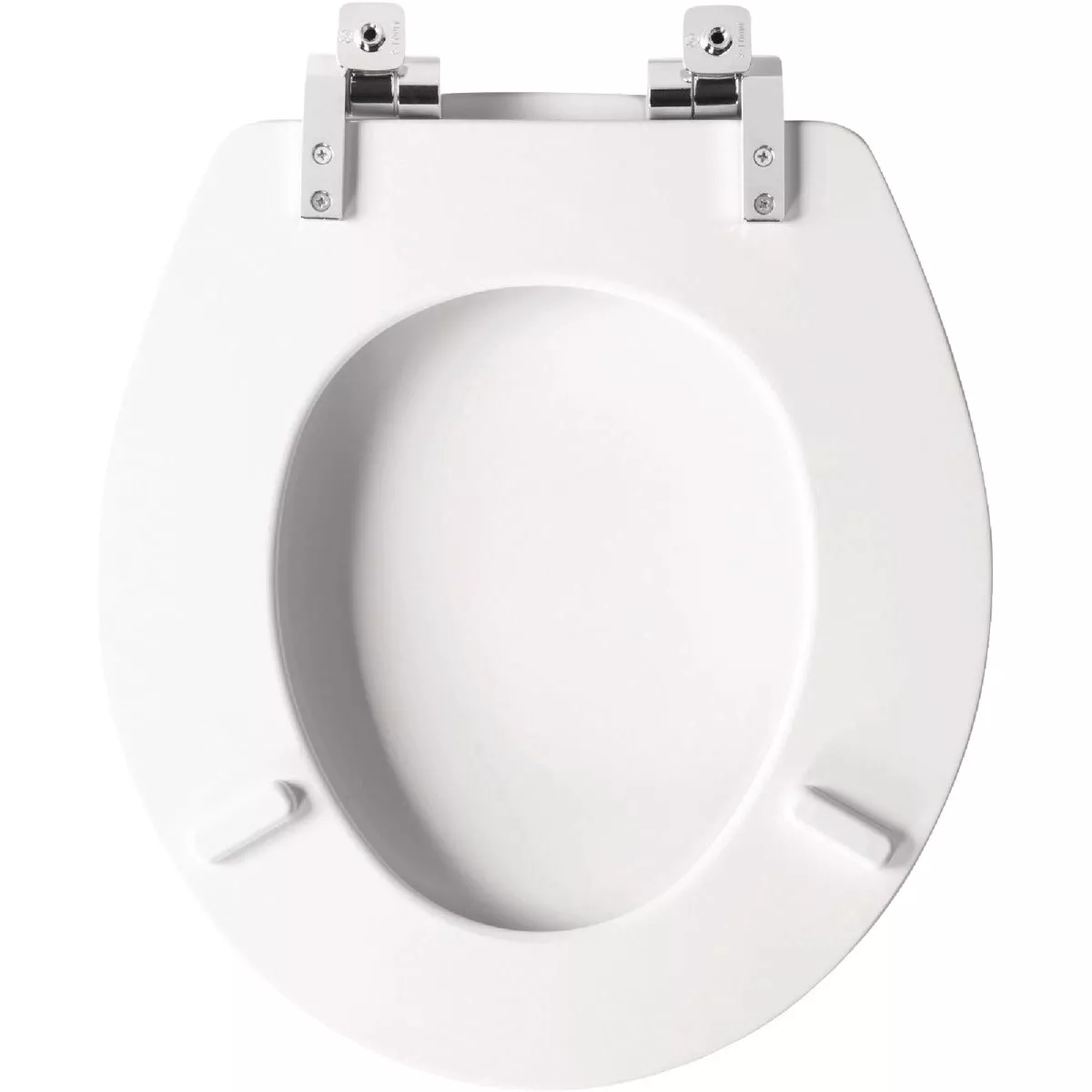 Mayfair Benton Round White Enameled Wood Toilet Seat with Slow Close Chrome Metal Hinge - photo 4