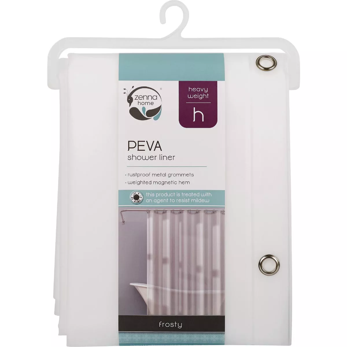 Zenith Zenna Home 70 In. x 71 In. Frosty Heavyweight PEVA Shower Curtain Liner