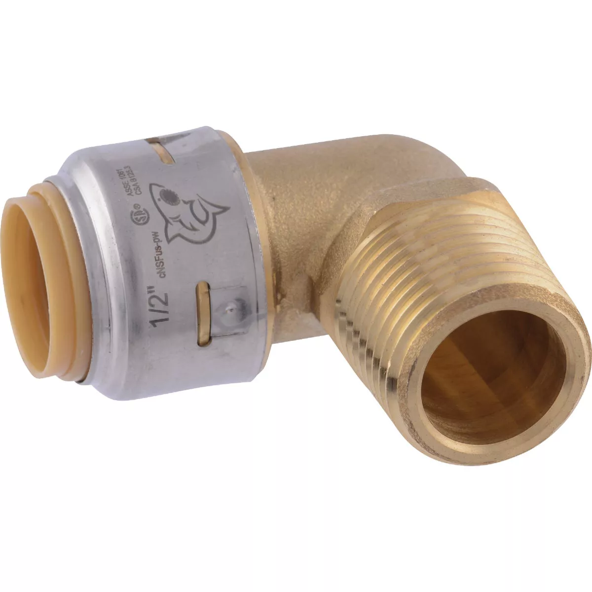 SharkBite 1/2 In. x 1/2 In. Push-to-Connect MNPT Brass Elbow (1/4 Bend)