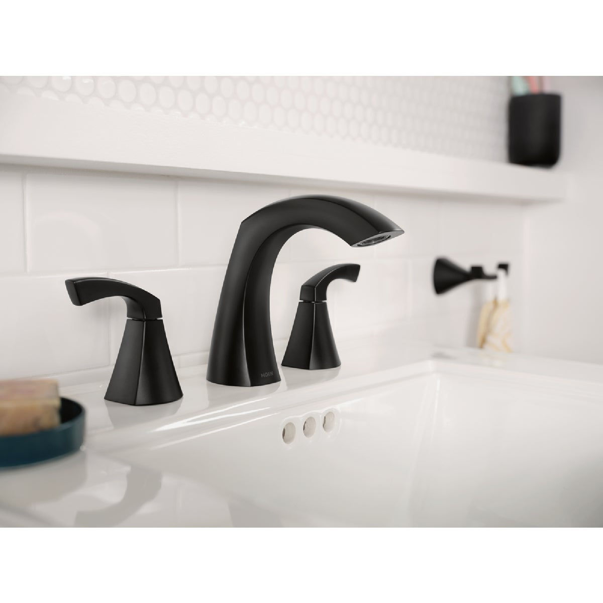 Moen Lindor 2Handle Lever Widespread Bathroom Faucet, Matte Black Do