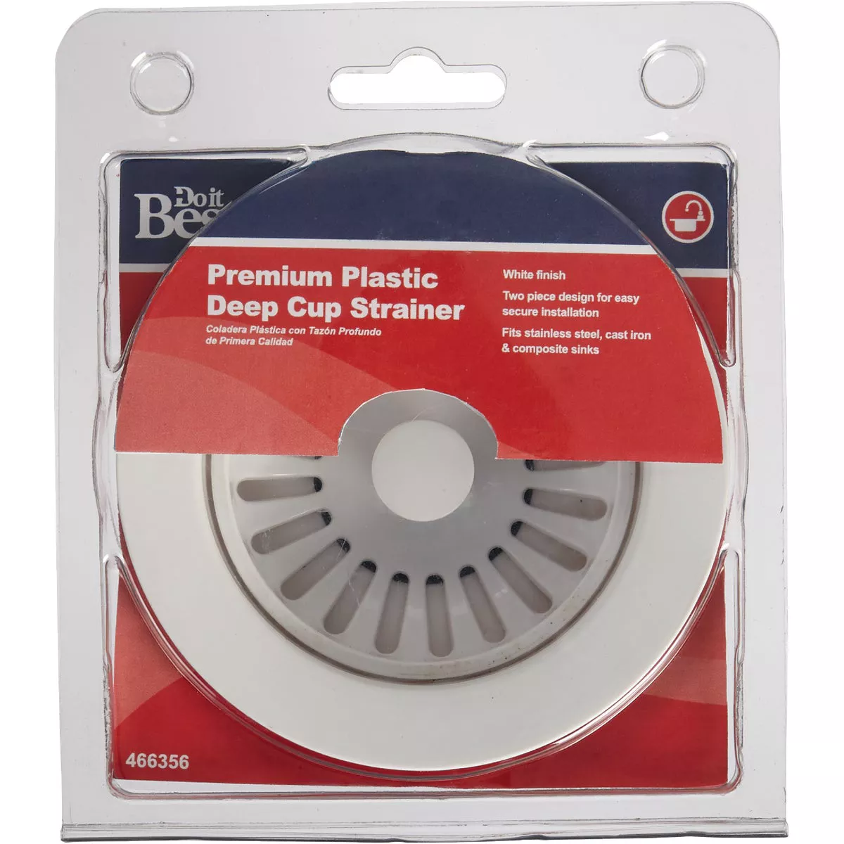 Keeney Plastic Basket Strainer Assembly, White - photo 2