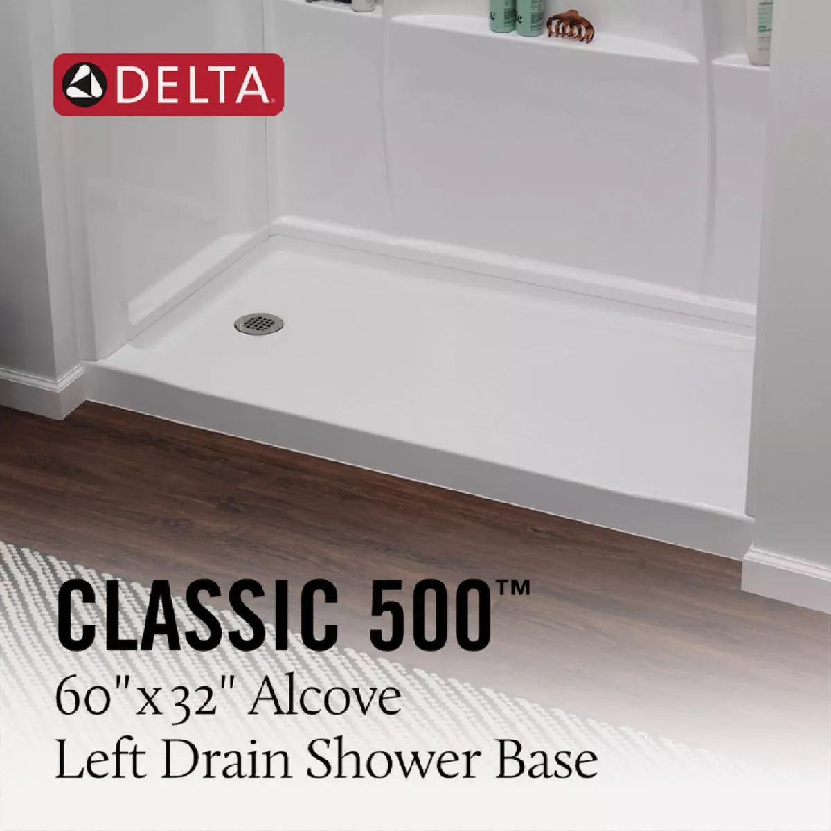 Delta Classic 500 60 In. x 32 In. Left Drain Shower Pan, White - photo 3
