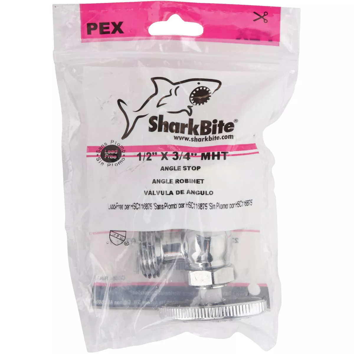 SharkBite 1/2 In. CFX x 3/4 In. MGH Angle Pex Stop Valve - photo 2