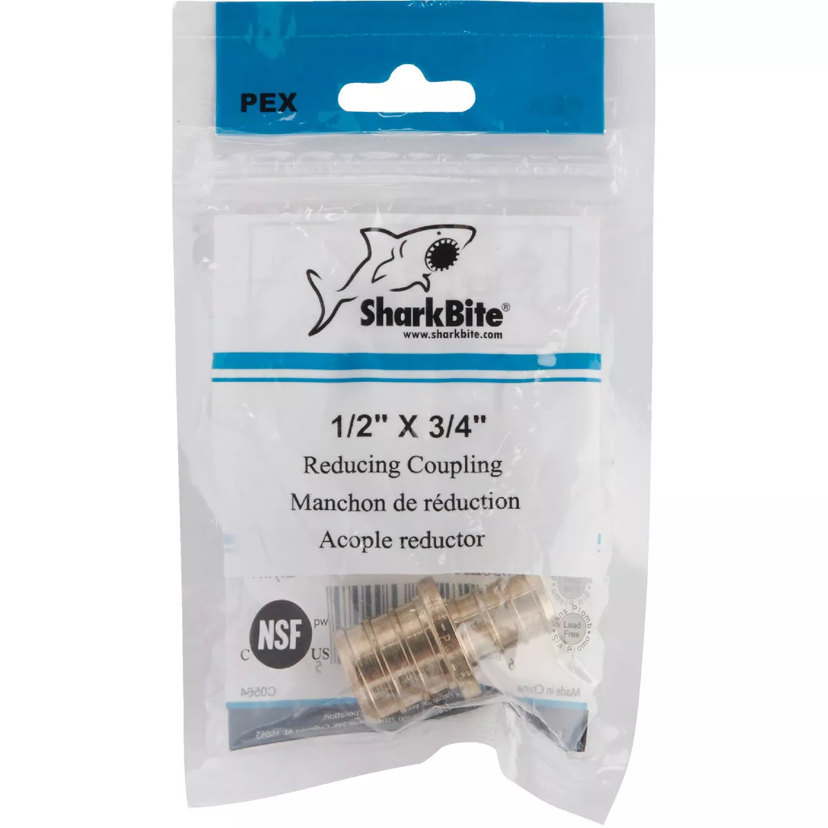SharkBite Lead-Free Insert 3/4 In. Barb x 1/2 In. Barb Brass PEX Coupling - photo 2