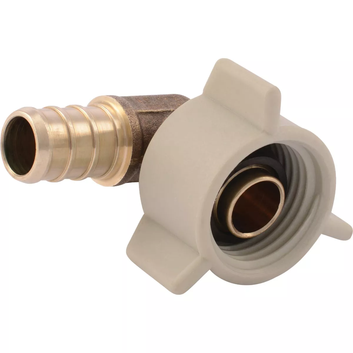 SharkBite 1/2 In. Barb x 1/2 In. FPT 90 Deg. Brass Swivel PEX Elbow (1/4 Bend)