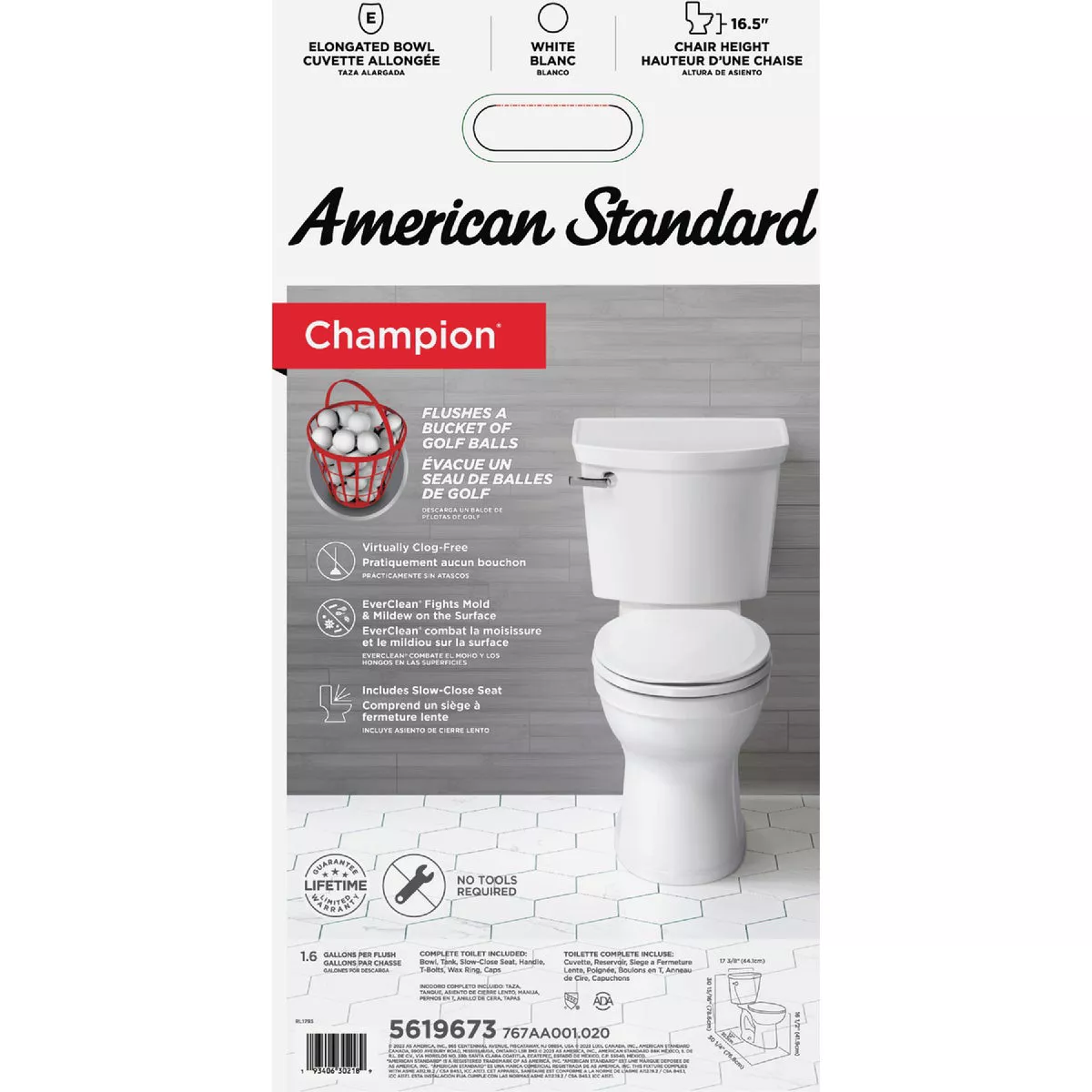 American Standard Champion 4 Right Height White Elongated Bowl 1.6 GPF Toilet - photo 8