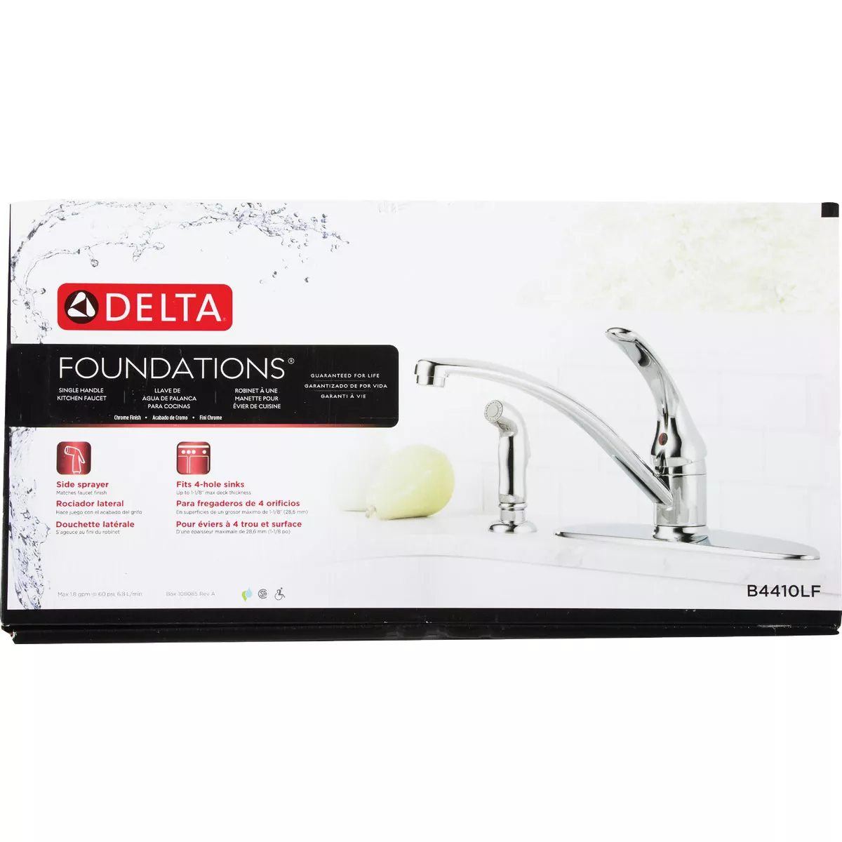 Delta Foundations 1-Handle Lever Kitchen Faucet with Side Spray, Chrome - photo 3