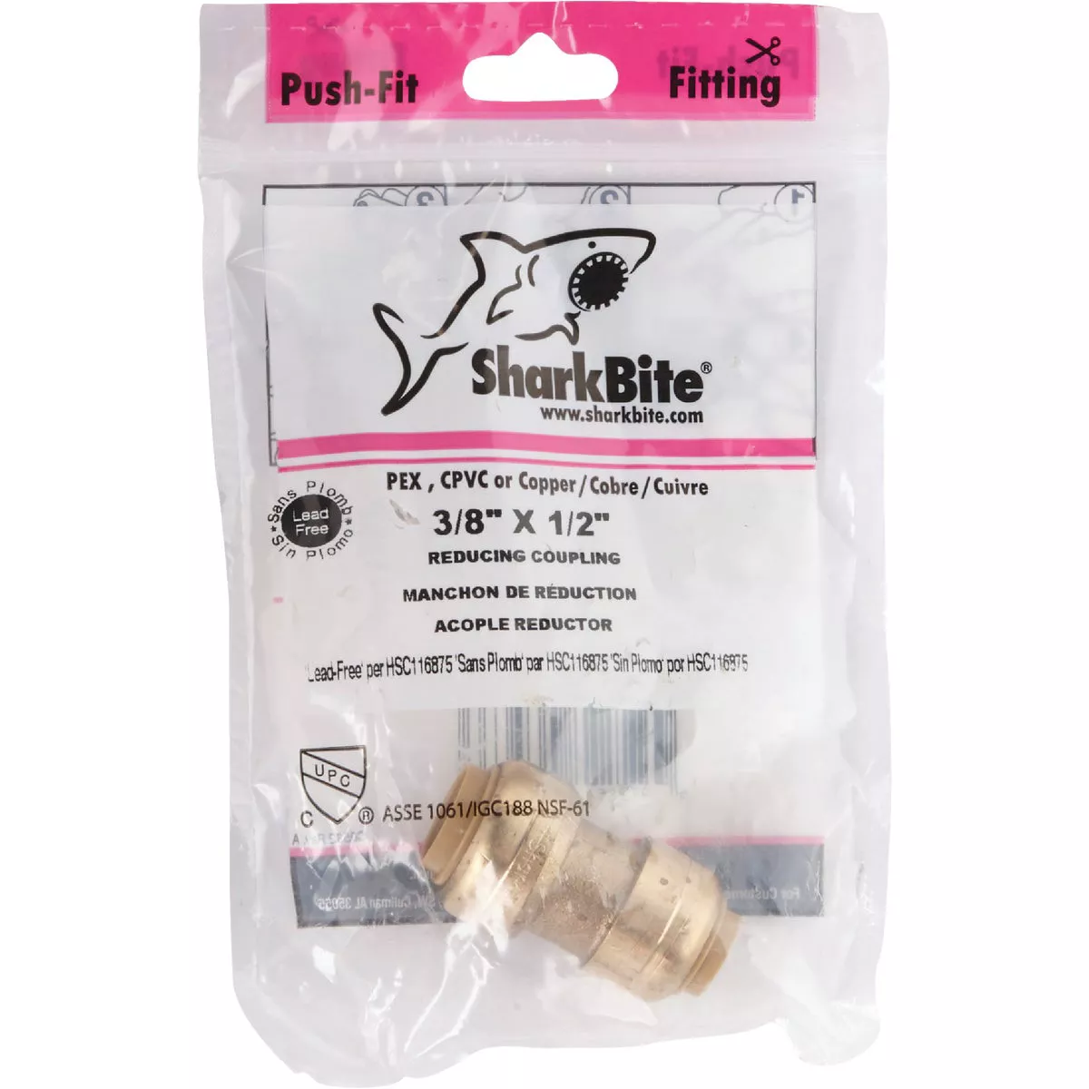 SharkBite 3/8 In. x 1/2 In. Push-to-Connect Brass Coupling - photo 2