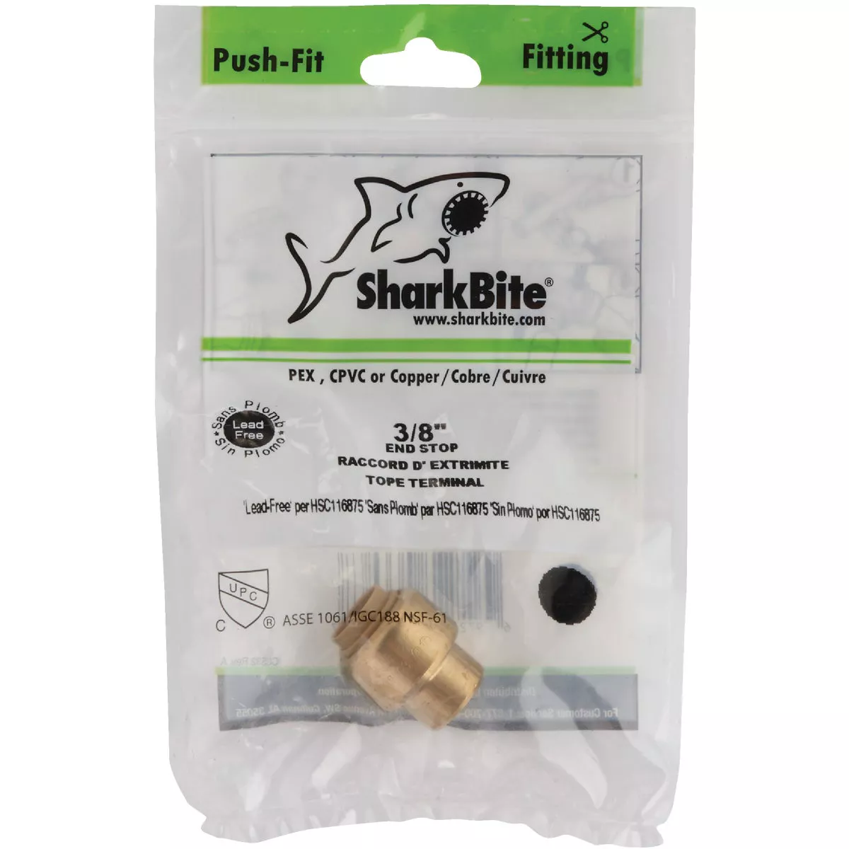 SharkBite 3/8 In. (1/2 In. OD) Push-to-Connect Brass End Push Cap - photo 2