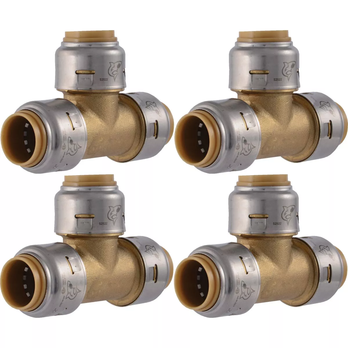 SharkBite 1/2 In. x 1/2 In. x 1/2 In. Brass Push-to-Connect Tee (4-Pack)
