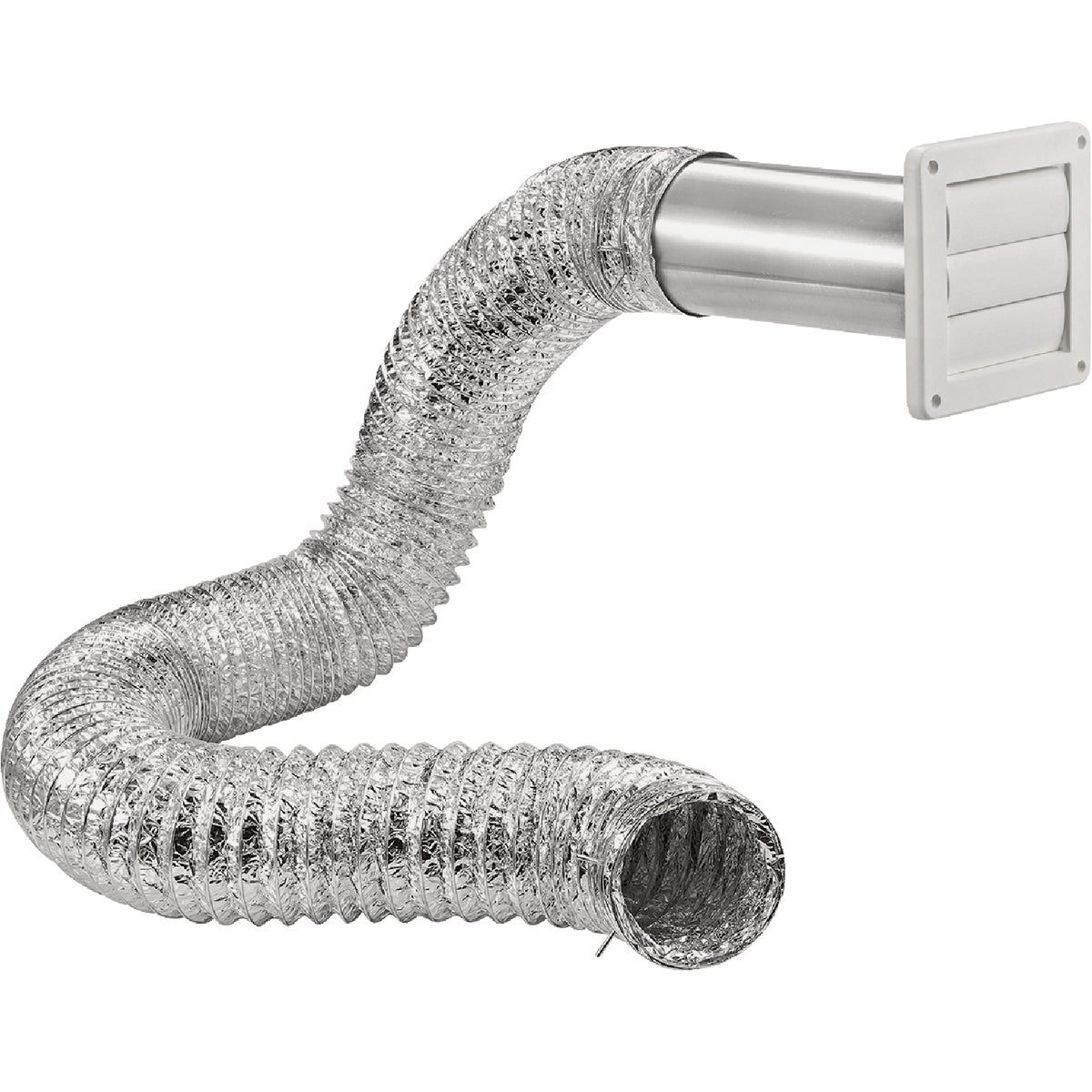 Lambro 4 In. x 8 Ft. Air Connector White Louvered Exhaust Through-Wall ...