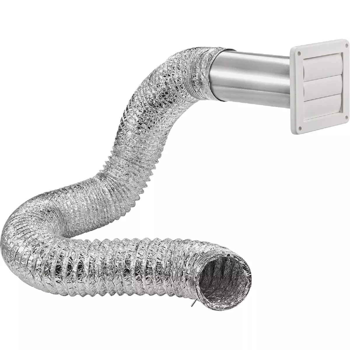 Lambro 4 In. x 8 Ft. Air Connector White Louvered Exhaust Through-Wall Bath Fan Vent Kit (6-Piece)