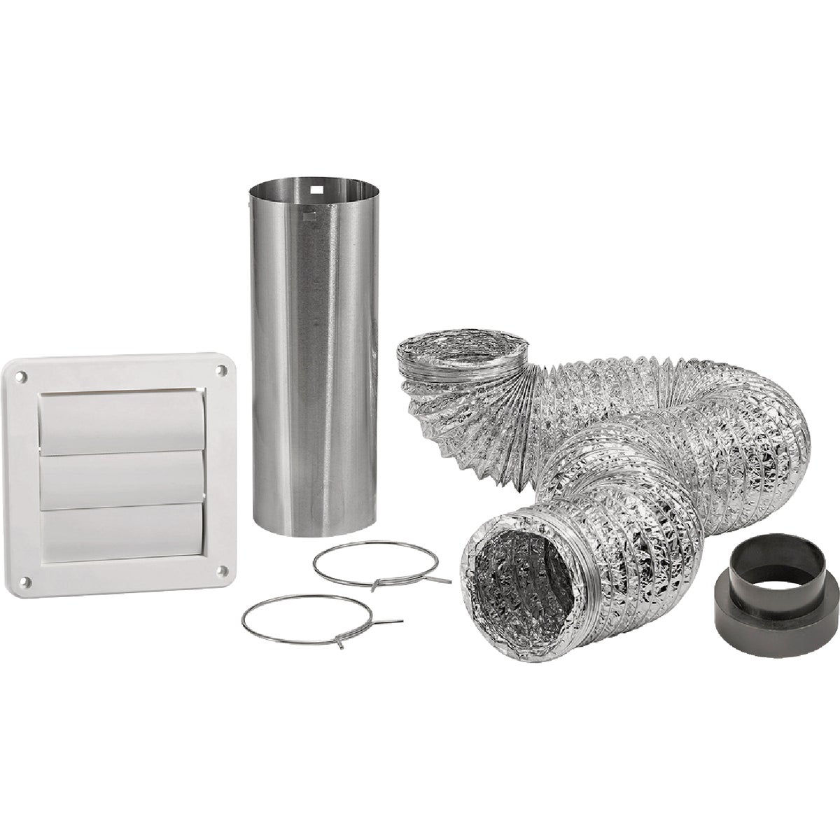 Lambro 4 In. x 8 Ft. Air Connector White Louvered Exhaust Through-Wall ...