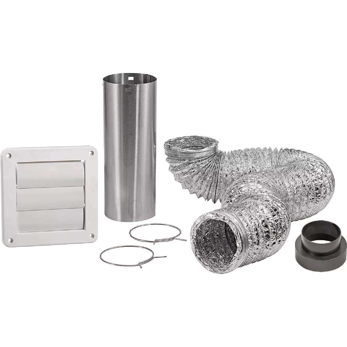 Lambro 4 In. x 8 Ft. Air Connector White Louvered Exhaust Through-Wall Bath Fan Vent Kit (6-Piece) - photo 3