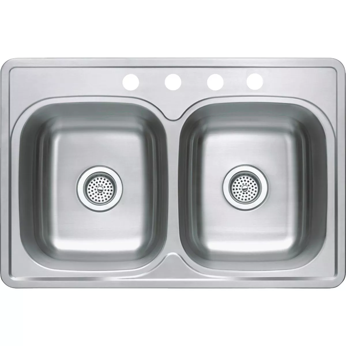 Compass Manufacturing 33 In. x 22 In. x 6 In. Double Bowl Stainless Steel Top Mount Kitchen Sink
