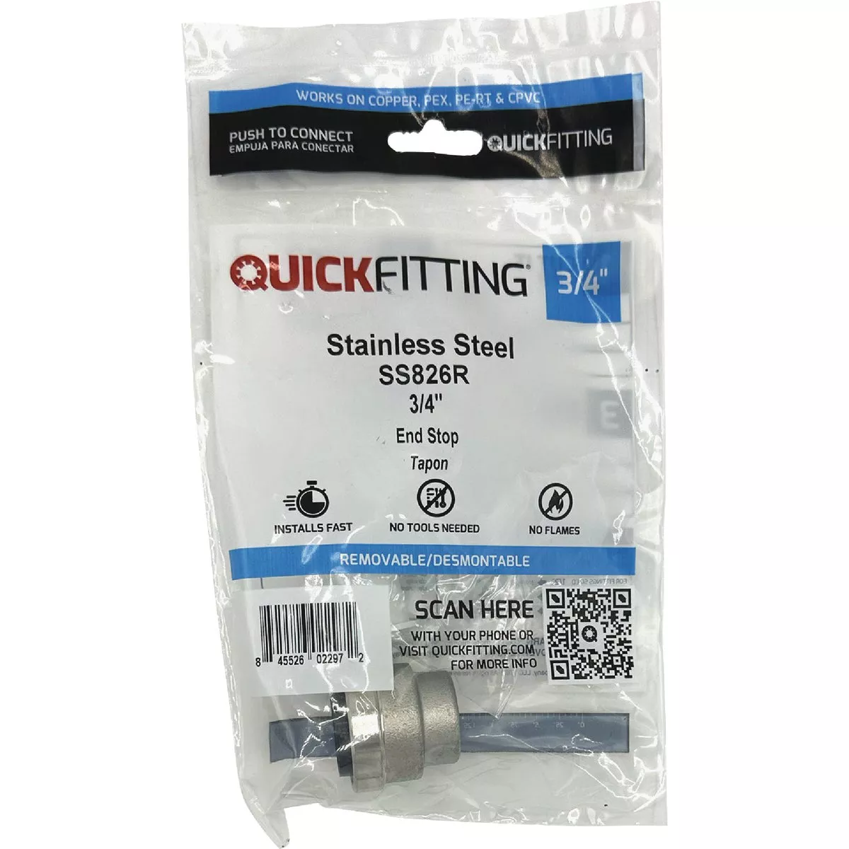QuickFitting 3/4 In. Push-to-Connect Stainless Steel Push Cap (End Stop) - photo 3