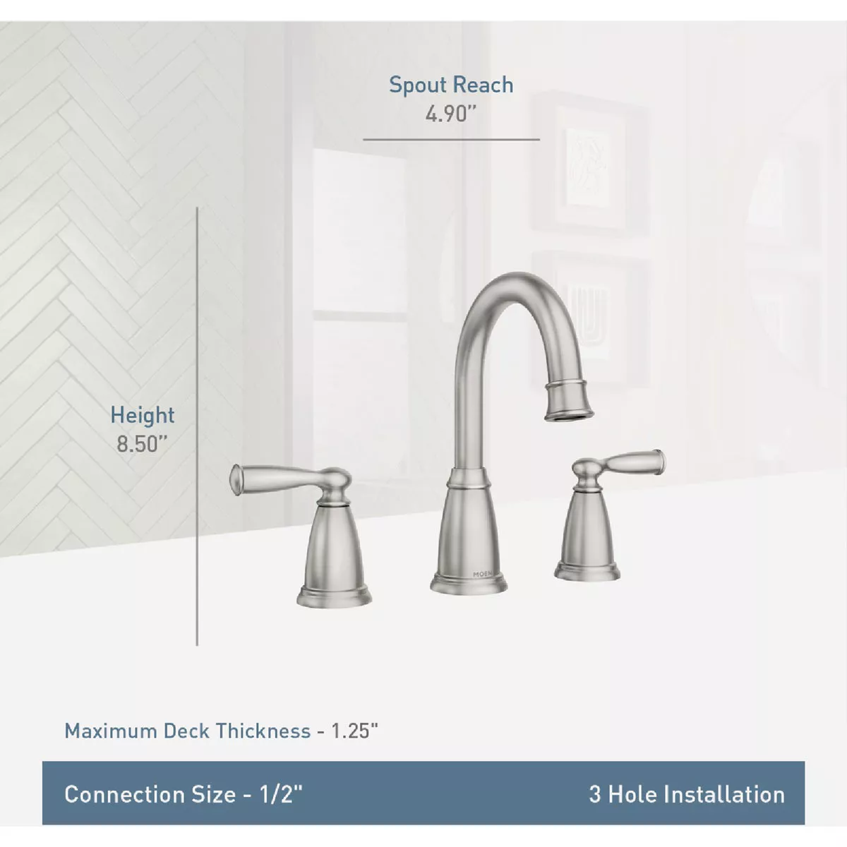 Moen Banbury 2-Handle Lever Widespread Bathroom Faucet, Chrome - photo 3