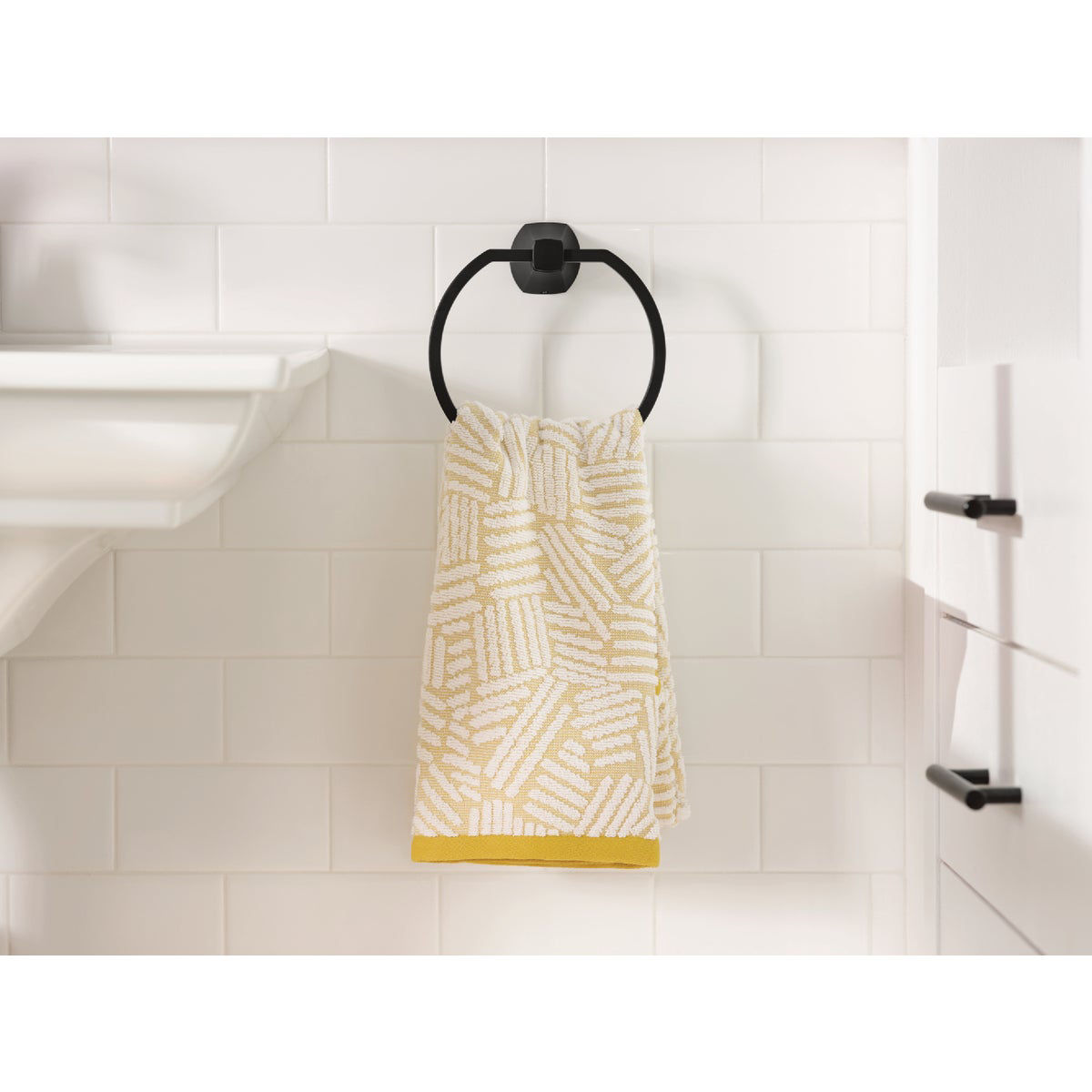 Moen Lindor Towel Ring, Matte Black Do it Best