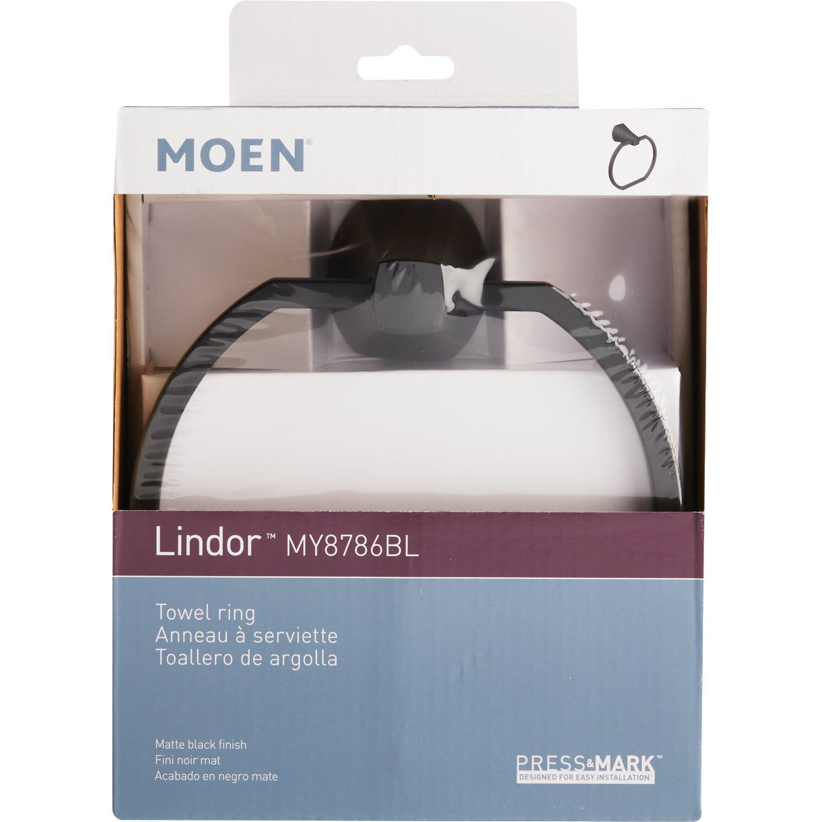 Moen Lindor Towel Ring, Matte Black Do it Best