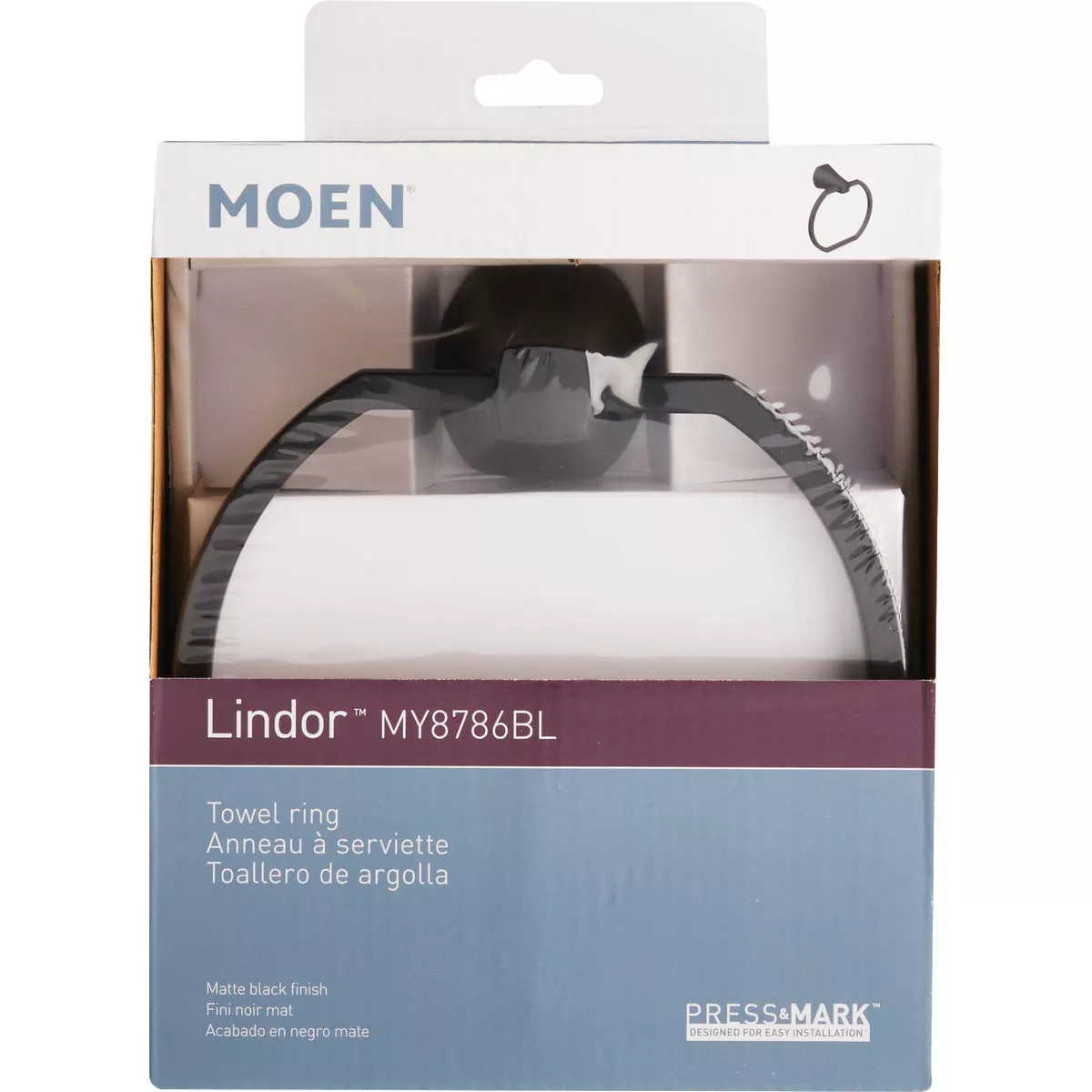 Moen Lindor Towel Ring, Matte Black - photo 2