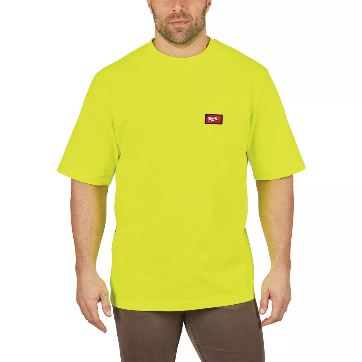 Milwaukee Large Hi-Vis Short Sleeve Unisex Heavy-Duty Pocket Shirt