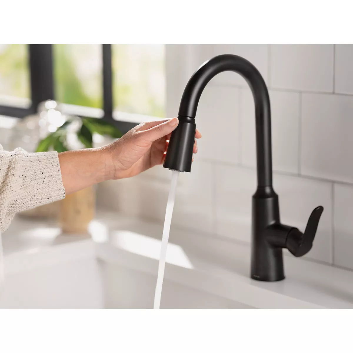 Moen Edwyn 1-Handle Pull-Down Kitchen Faucet with Soap Dispenser, Matte Black - photo 6
