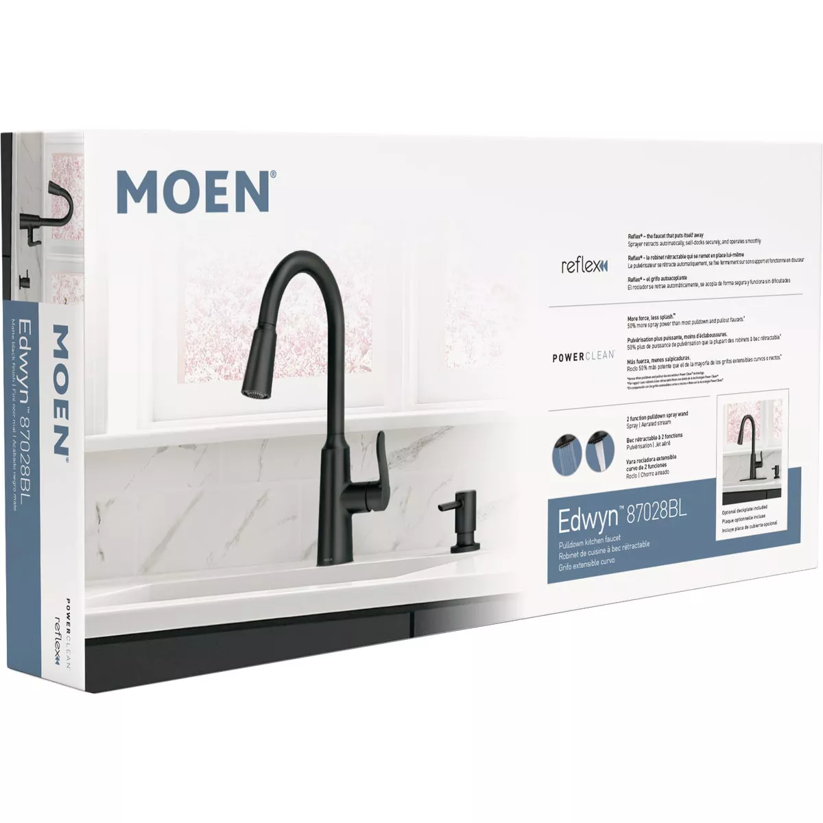 Moen Edwyn 1-Handle Pull-Down Kitchen Faucet with Soap Dispenser, Matte Black - photo 2