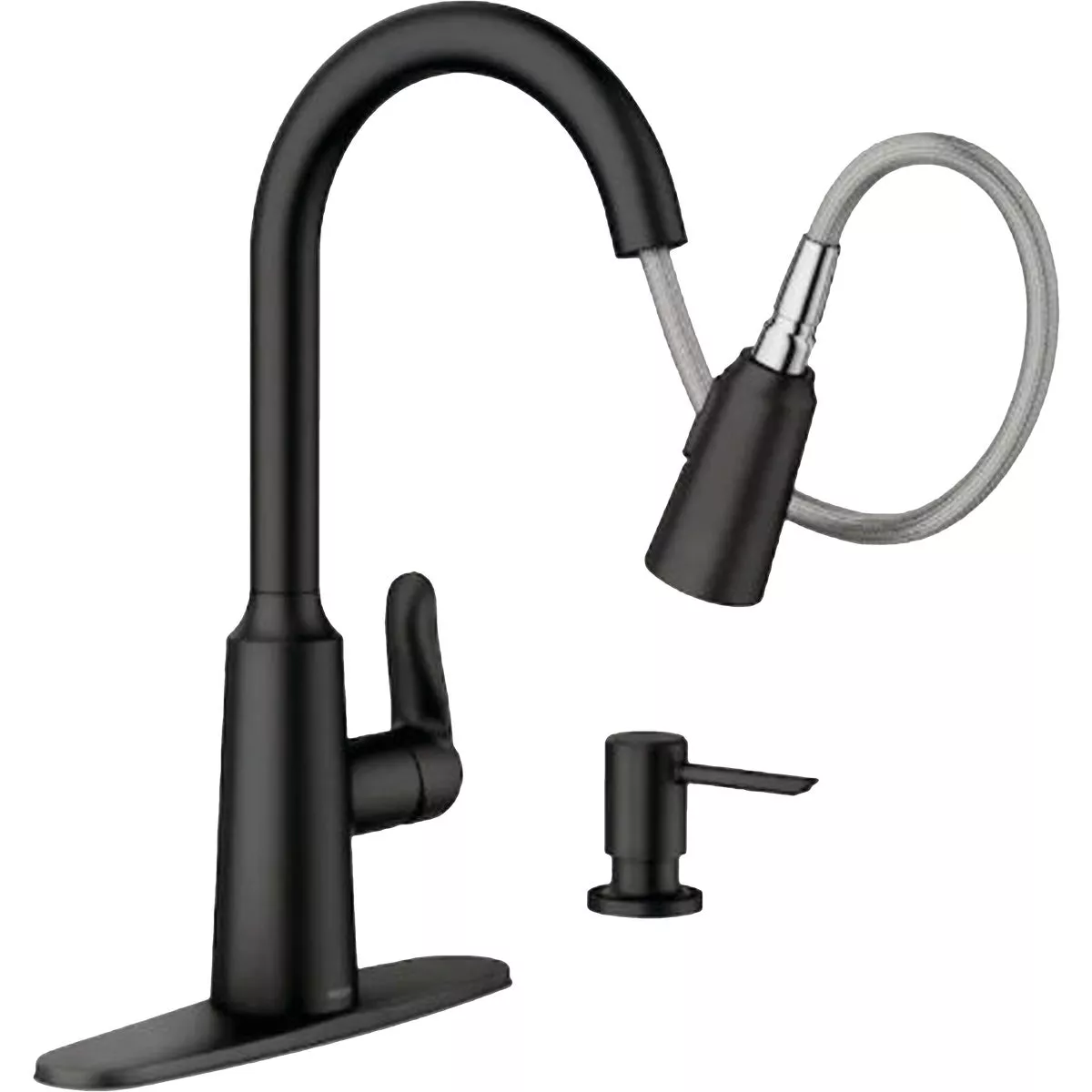 Moen Edwyn 1-Handle Pull-Down Kitchen Faucet with Soap Dispenser, Matte Black - photo 3