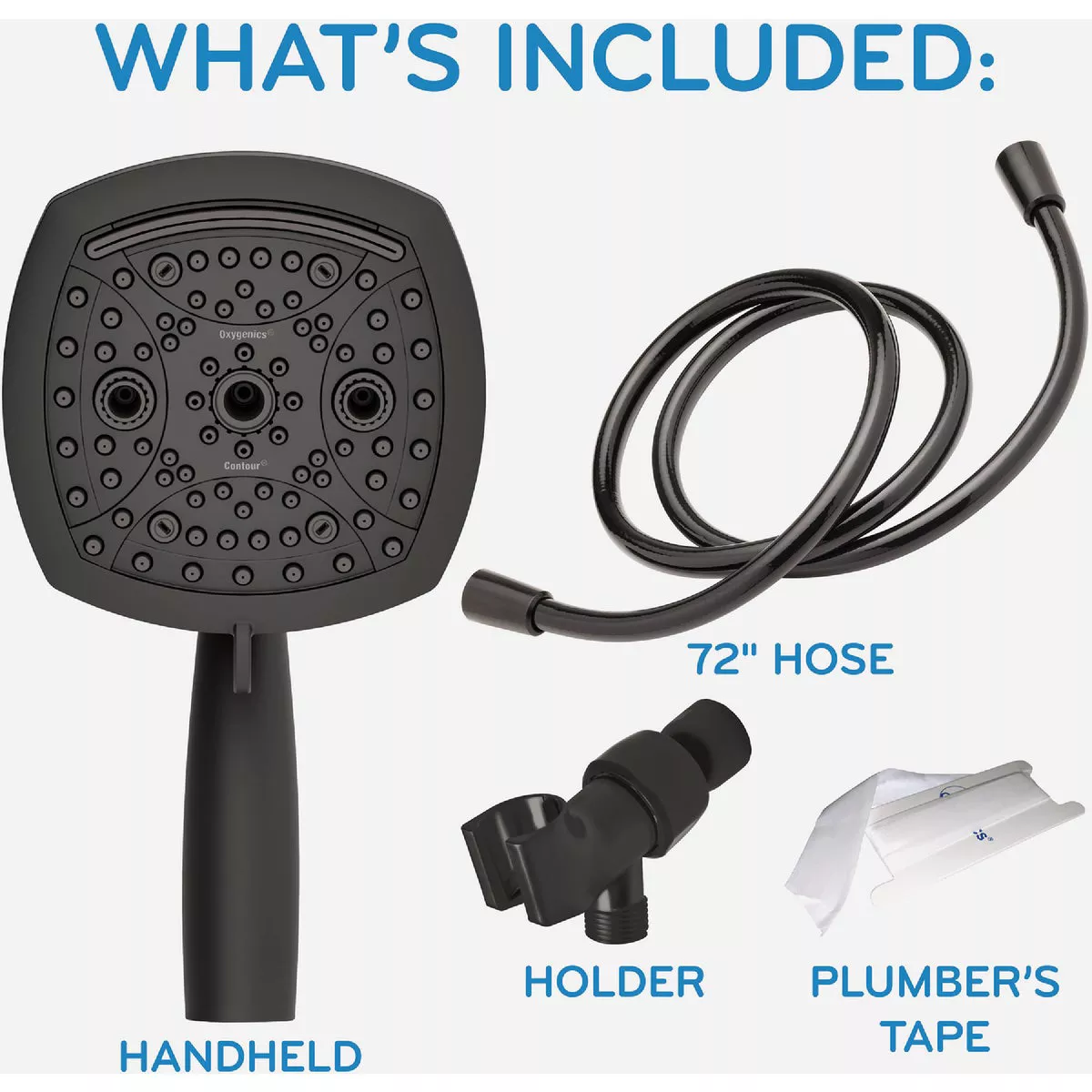 Oxygenics Contour 9-Spray 1.8 GPM Handheld Showerhead, Matte Black - photo 7