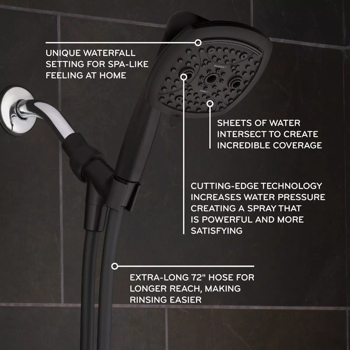 Oxygenics Contour 9-Spray 1.8 GPM Handheld Showerhead, Matte Black - photo 4