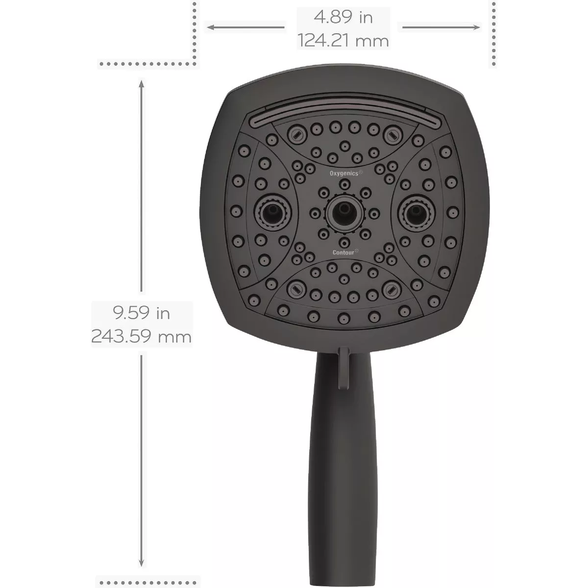 Oxygenics Contour 9-Spray 1.8 GPM Handheld Showerhead, Matte Black - photo 3