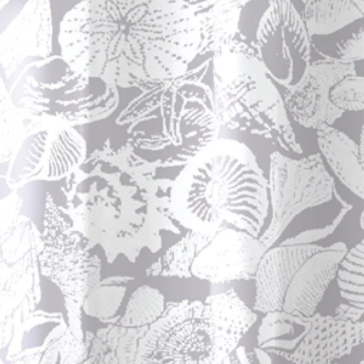 Zenith Zenna Home 70 In. x 72 In. White/Gray PEVA Seashell Shower Curtain Set - photo 2