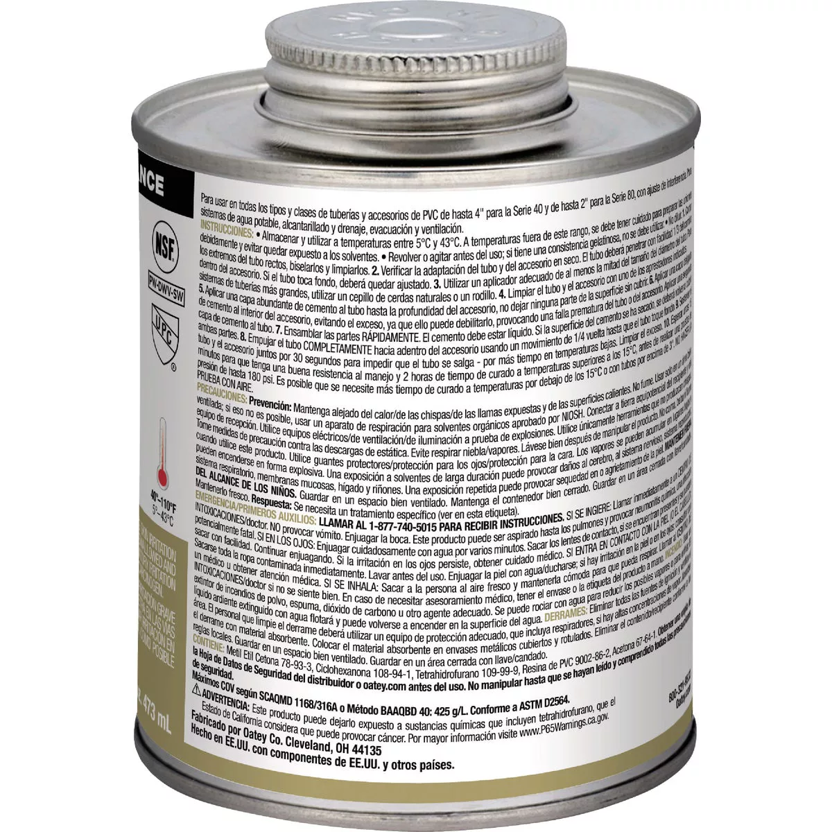 Oatey 16 Oz. Low Voc Regular Bodied Clear PVC Cement - photo 2