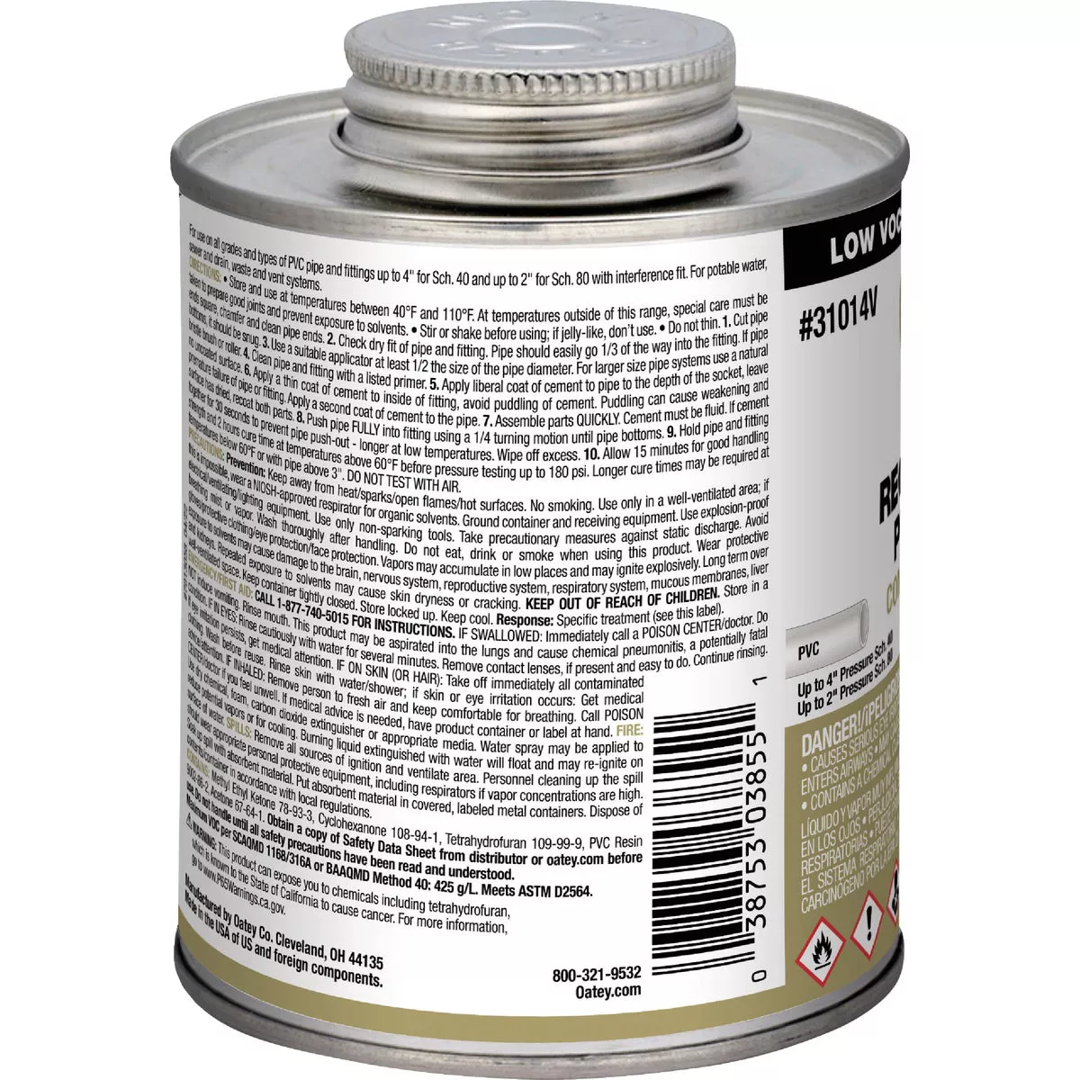 Oatey 16 Oz. Low Voc Regular Bodied Clear PVC Cement - photo 3